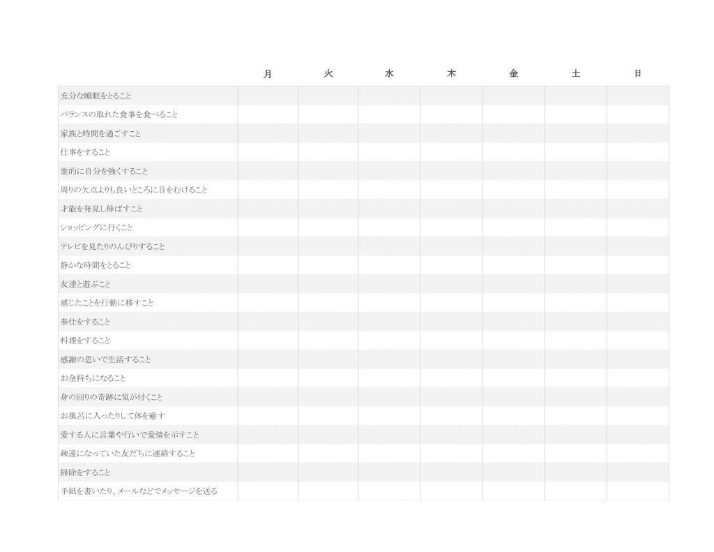 大切なことのチェック表